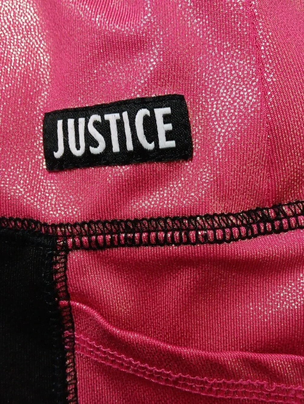 Justice Pink and Black Paneled Leggings